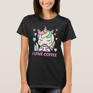 I Liebe Kaffee Drink Ehefrau Einhorn Frauen Koffei T-Shirt