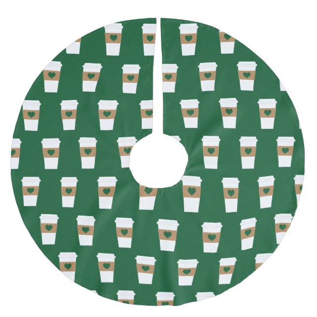 I Liebe Kaffee erhältlich Kaffee Cup Polyester Weihnachtsbaumdecke (Vorderseite)