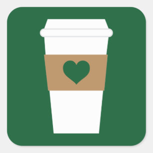 I Liebe Kaffee erhältlich Kaffee Cup Quadratischer Aufkleber
