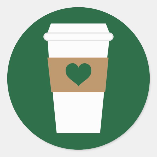 I Liebe Kaffee erhältlich Kaffee Cup Runder Aufkleber (Vorderseite)