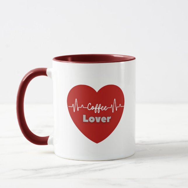 I Liebe Kaffee Red Heartbeat Tasse - Einmaliges Ge (Links)