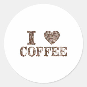 I LIEBE KAFFEE RUNDER AUFKLEBER