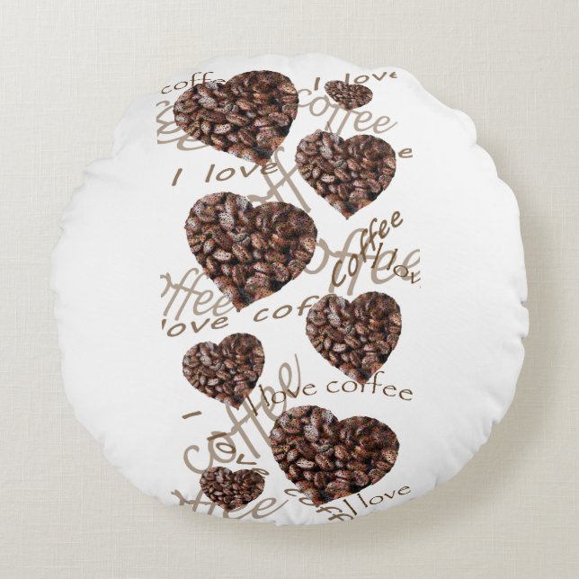 I Liebe Kaffee Rundes Kissen (Vorderseite)