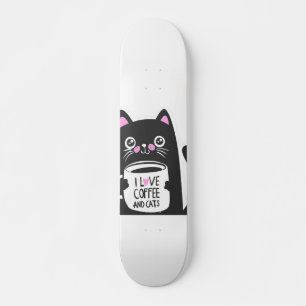 I Liebe Kaffee und Katzen - Wählen Sie die Hinterg Skateboard