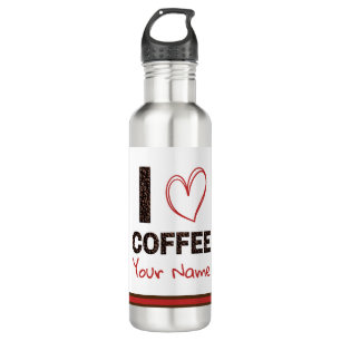 I Liebe Kaffeebraun Herz Monogram Braun Moderne Edelstahlflasche