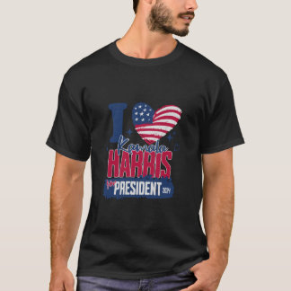 I Liebe Kamala Harris 2024 für Präsidentin USA Fla T-Shirt