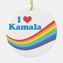 I Liebe Kamala Harris Rainbow Wave Keramik Ornament