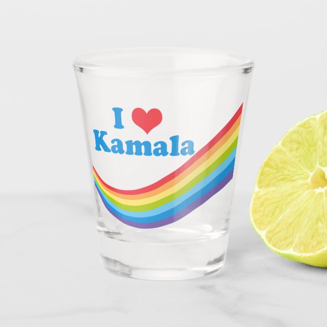 I Liebe Kamala Niedlich Election Rainbow Schnapsglas (Vorderseite)