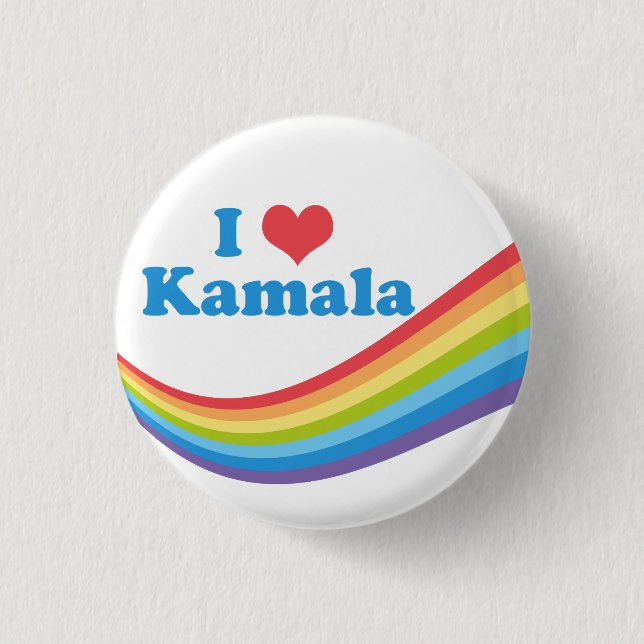 I Liebe Kamala Rainbow Button (Vorderseite)