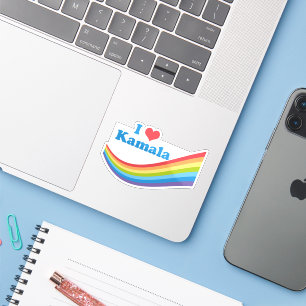 I Liebe Kamala Rainbow Laptop Aufkleber