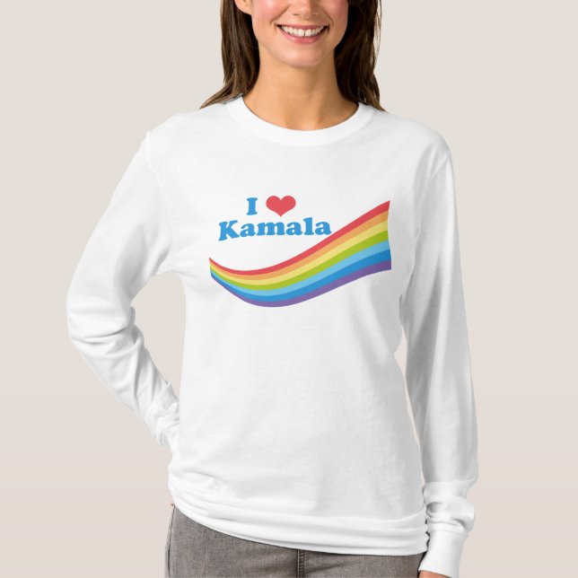 I Liebe Kamala Rainbow Niedliche Wahlen Long Sleev T-Shirt (Vorderseite)