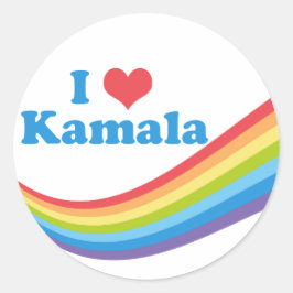 I Liebe Kamala Rainbow Runder Aufkleber