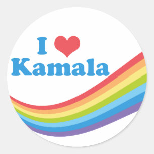 I Liebe Kamala Rainbow Runder Aufkleber