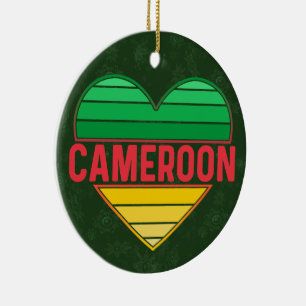I. Liebe Kamerun, Kamerunisches Herz Keramik Ornament