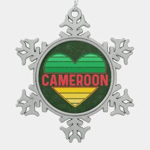 I. Liebe Kamerun, Kamerunisches Herz Schneeflocken Zinn-Ornament