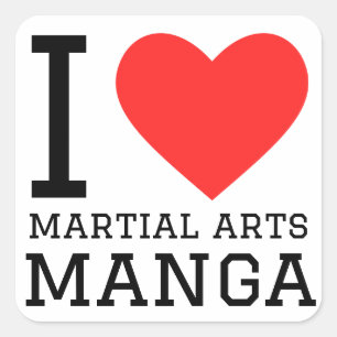 I Liebe Kampfsport Manga Quadratischer Aufkleber