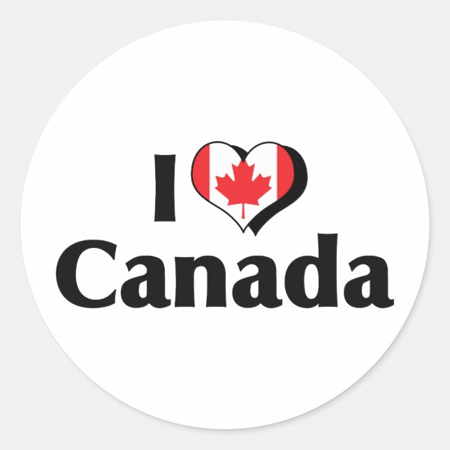 I Liebe Kanada-Flagge Runder Aufkleber (Vorderseite)