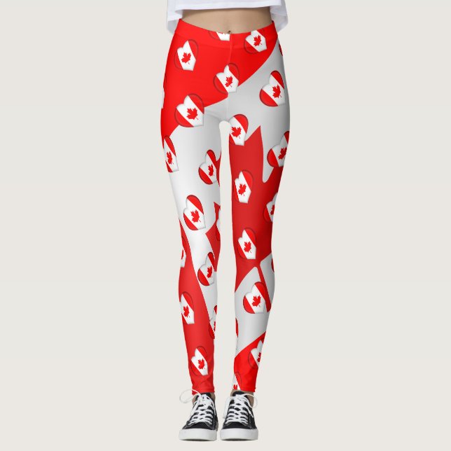 I Liebe Kanada Kanadische Flaggenfarben Funny Leggings (Vorderseite)