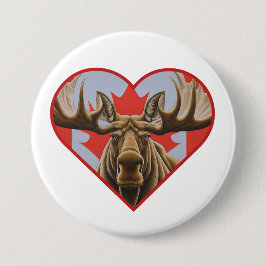 I Liebe Kanada - Stolze kanadische Elche und Ahorn Button