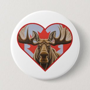 I Liebe Kanada - Stolze kanadische Elche und Ahorn Button