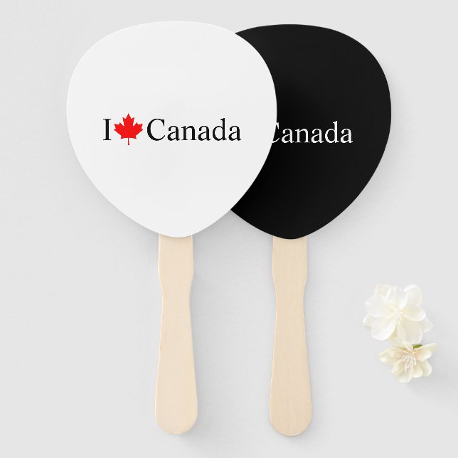 I Liebe Kanada Typografie mit Party aus rotem Ahor Fächer (Vorne und Hinten)