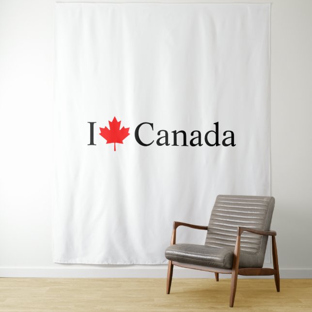 I Liebe Kanada Typografie mit Party aus rotem Ahor Wandteppich (Beispiel)