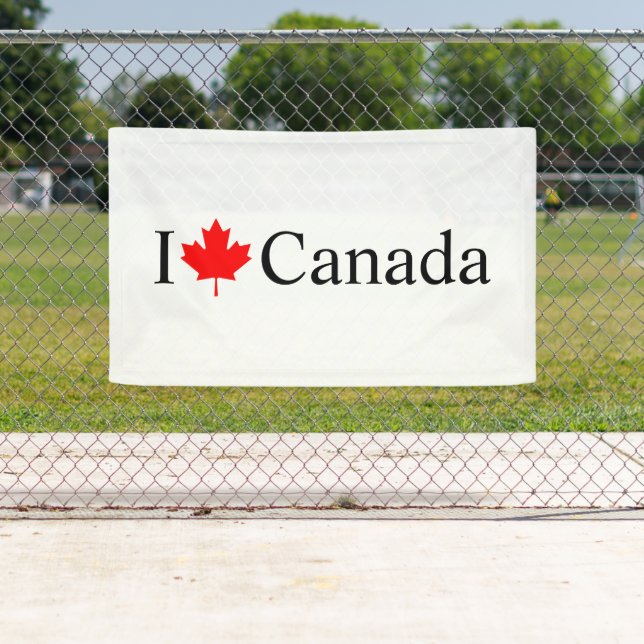 I Liebe Kanada Typografie mit rotem Ahornblatt Banner (Insitu)