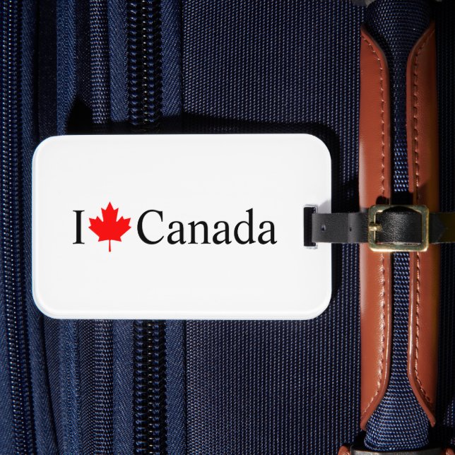 I Liebe Kanada Typografie mit rotem Ahornblatt Gepäckanhänger (Vorderseite Insitu 4)