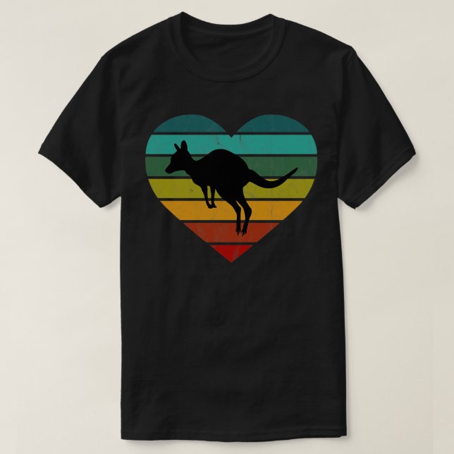 I Liebe Kangaroos Wallaby Retro Herz T-Shirt (Design vorne)