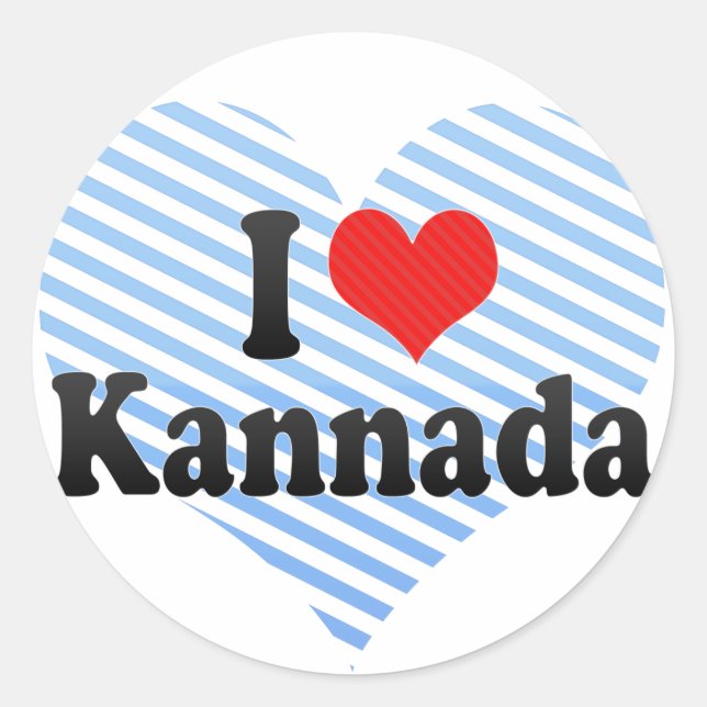 I Liebe Kannada Runder Aufkleber (Vorderseite)