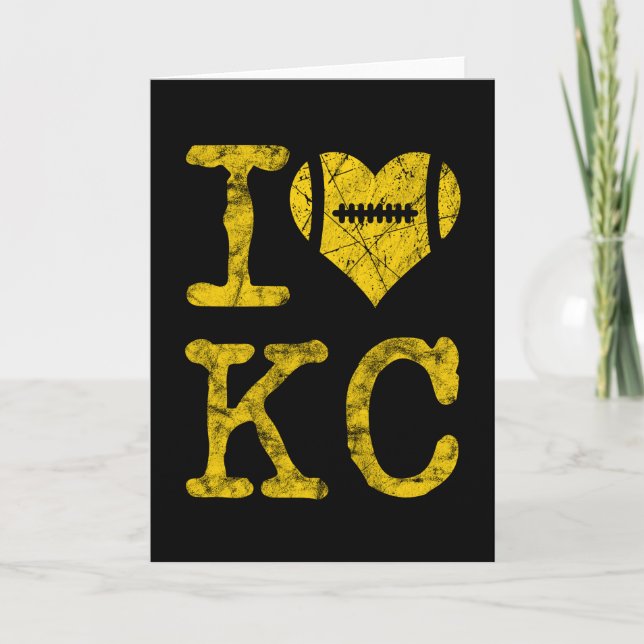 I Liebe Kansas City Heart Football Valentinstag Karte (Vorderseite)