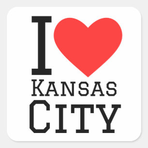 I Liebe Kansas City Quadratischer Aufkleber