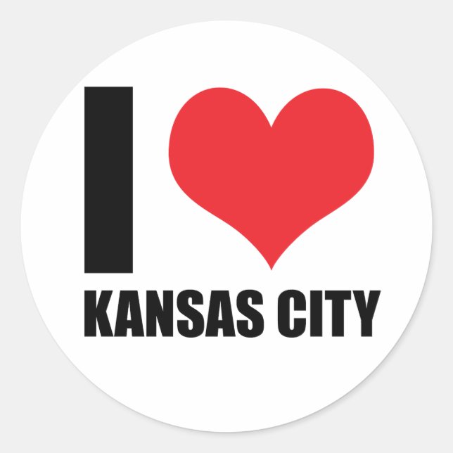 I Liebe Kansas City Runder Aufkleber (Vorderseite)