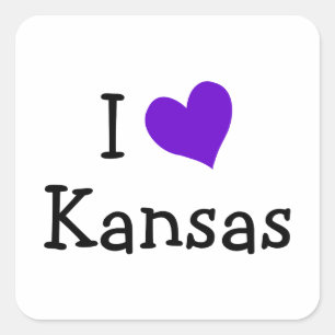 I Liebe Kansas Quadratischer Aufkleber