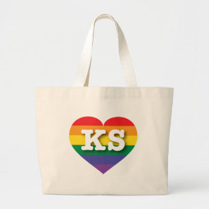 I Liebe Kansas Rainbow Heart Jumbo Stoffbeutel