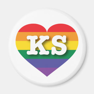 I Liebe Kansas Rainbow Heart Magnet