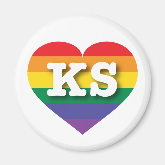 I Liebe Kansas Rainbow Heart Magnet (Vorne)
