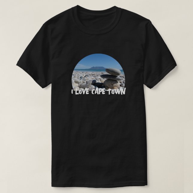 I Liebe Kapstadt Tafelberg Gestapelte Kieselsteine T-Shirt (Design vorne)