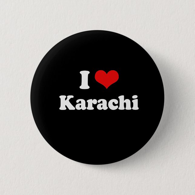 I Liebe Karachi Tshirt White Tshirt Button (Vorderseite)