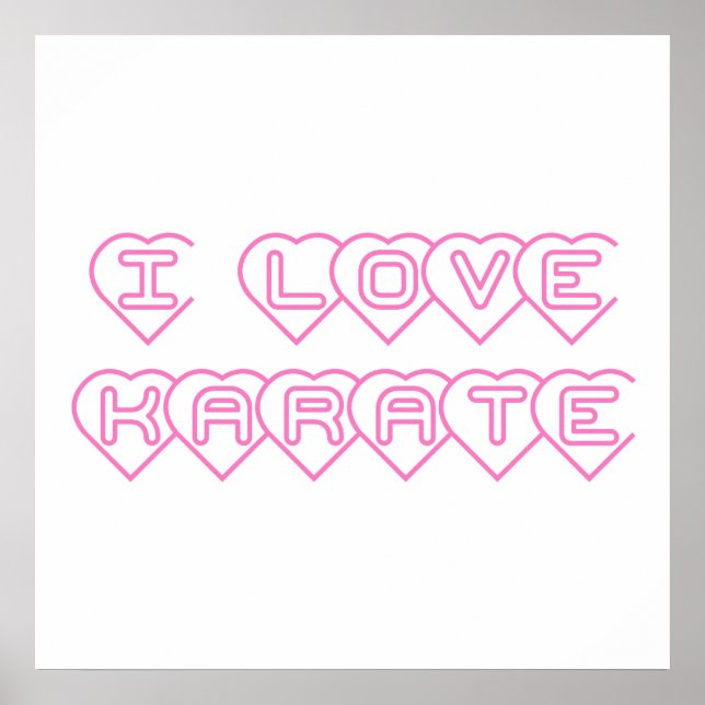 I Liebe Karate Pink Hearts Poster (Vorne)