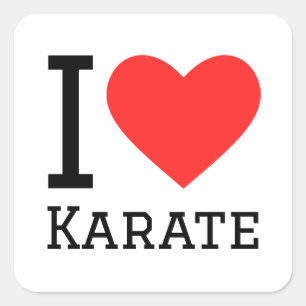 I Liebe Karate Quadratischer Aufkleber