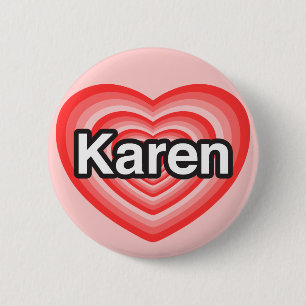 I Liebe Karen. Liebe I Sie Karen. Herz Button