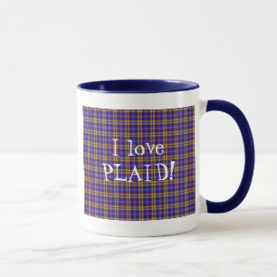 I Liebe Kariert- Blau Tasse