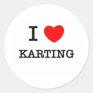 I Liebe Karting Runder Aufkleber