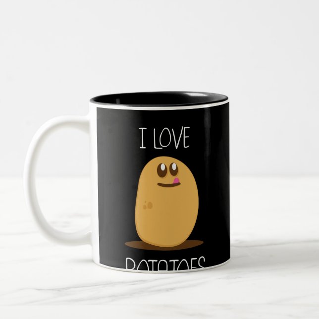I Liebe-Kartoffel-Entwurf für Kartoffel-Fans Zweifarbige Tasse (Links)