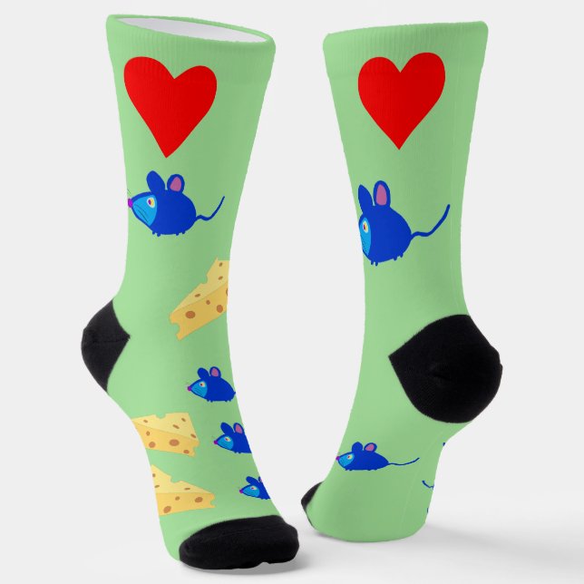 I Liebe Käse & Niedlich Blue Mice Socken (Gewinkelt)