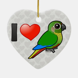 I Liebe Kastanienbraun-aufgeblähtes Conures Keramik Ornament