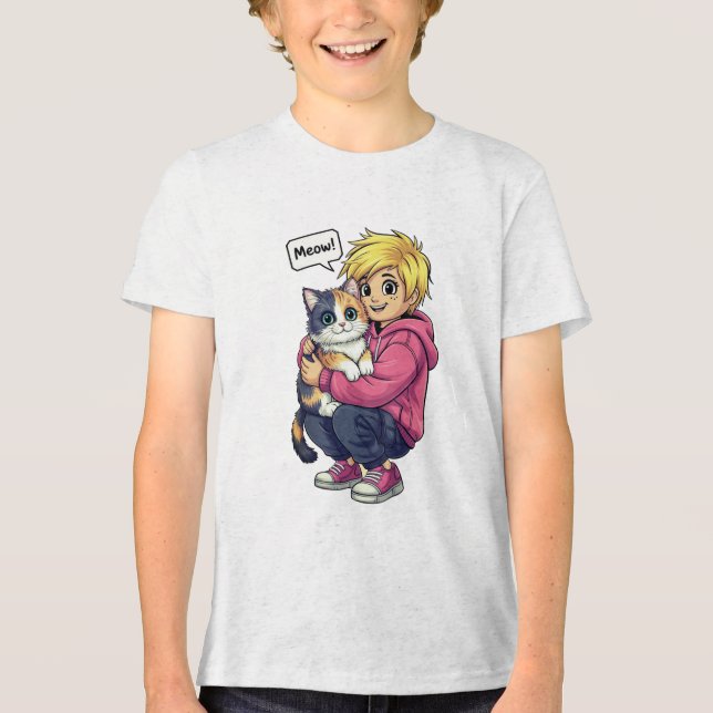 I Liebe Katze Tri-Blend Shirt (Vorderseite)