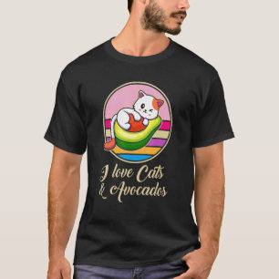 I Liebe Katzen & Avocados Retro Vegans Vegetarier  T-Shirt