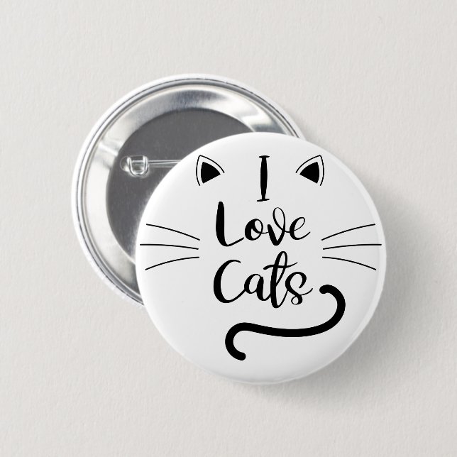 I Liebe Katzen Button (Vorne & Hinten)